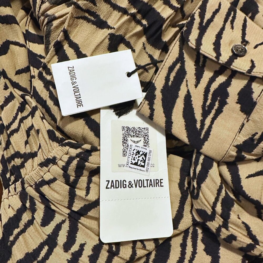 Zadig & Voltaire Rinka Tiger Print Long Sleeve Mini Dress, Size XS - Picture 8 of 12